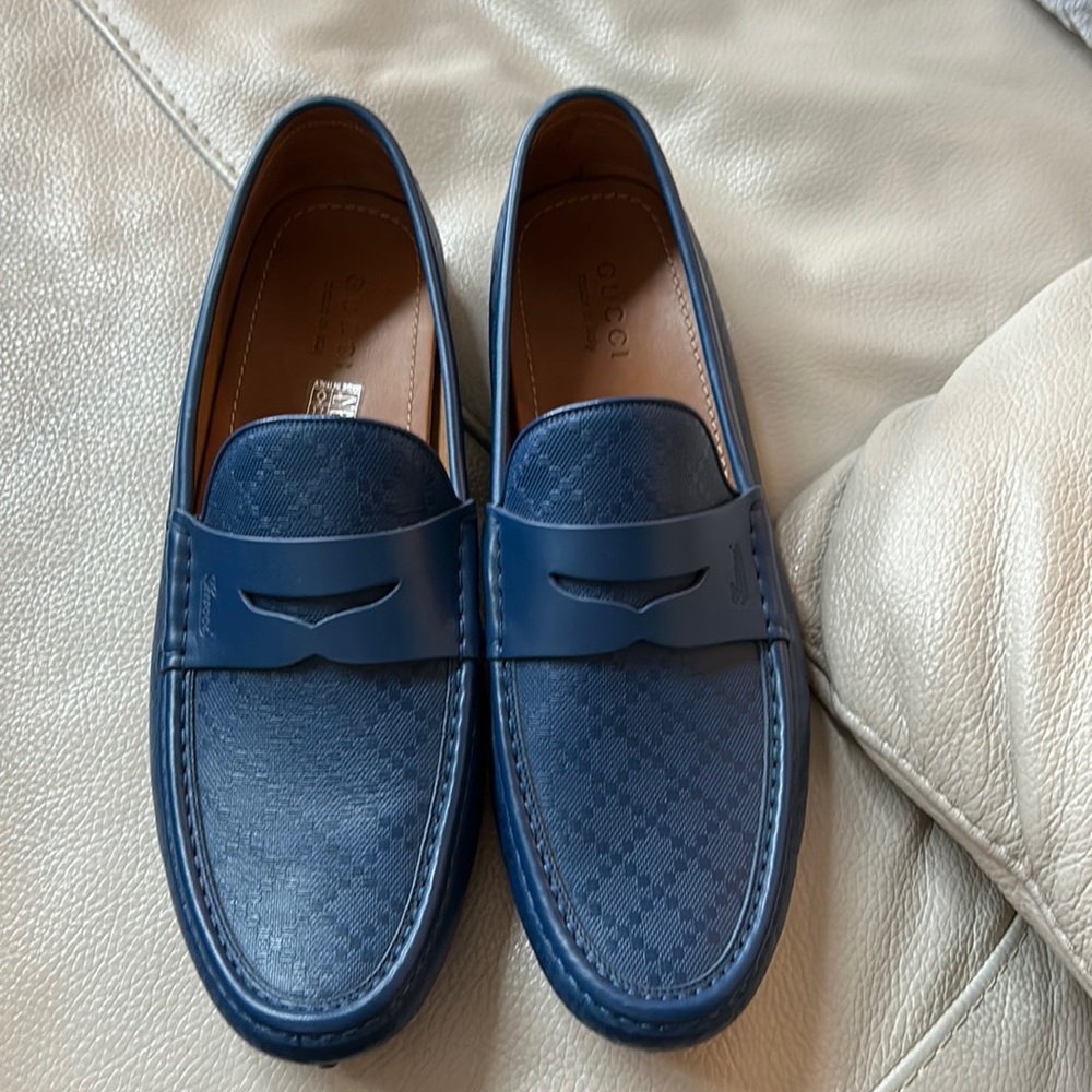 Blue Gucci loafers